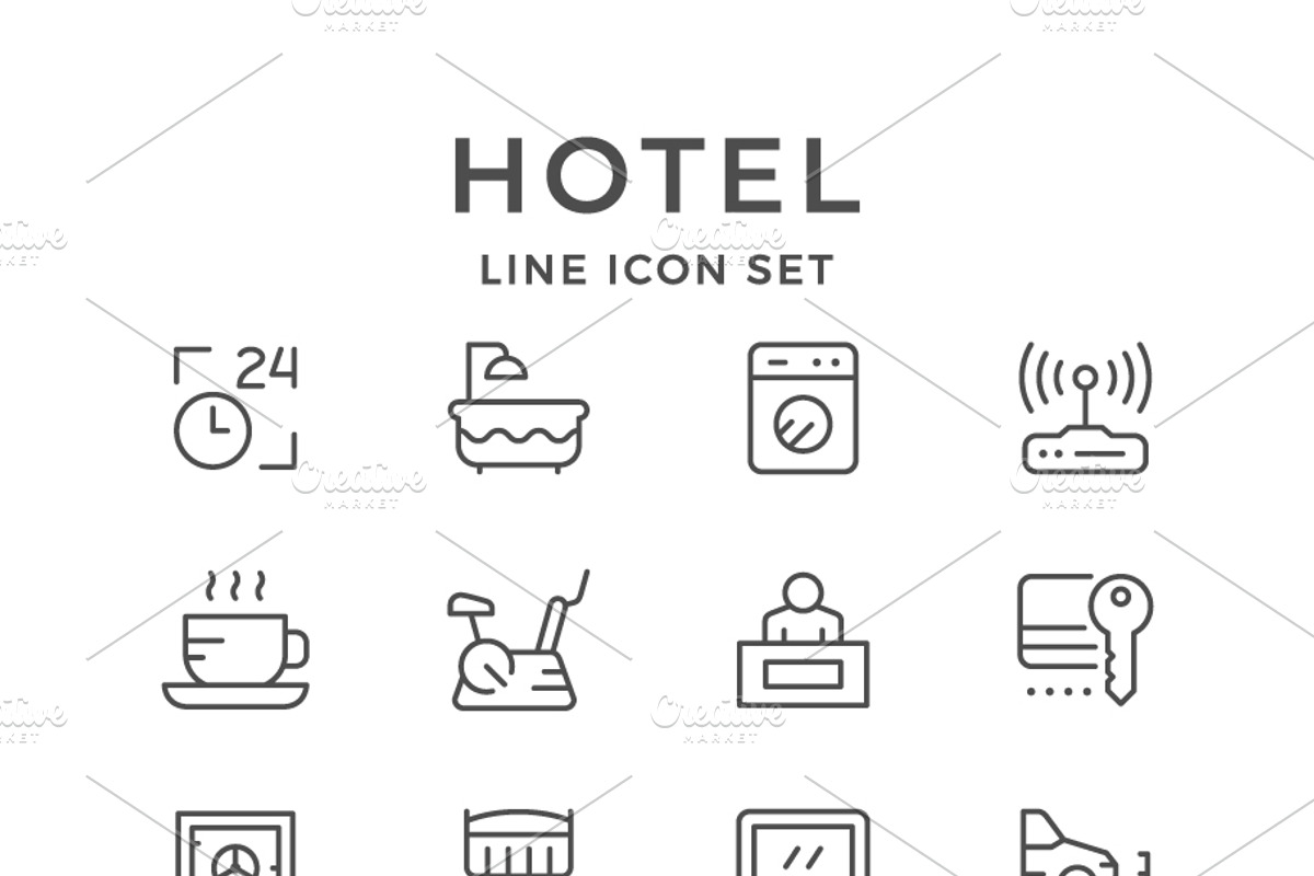 Set line icons of hotel, an Outline Icon by motorama (Photo 1 of 2)