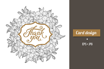 Thank You card design with lettering, a Card Template by LoveDesignShop