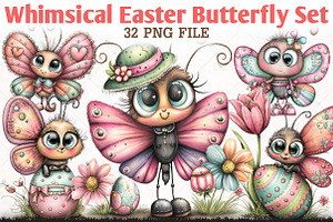 Whimsical Easter Butterfly Clipart, an Animal Illustration by RobertsArt