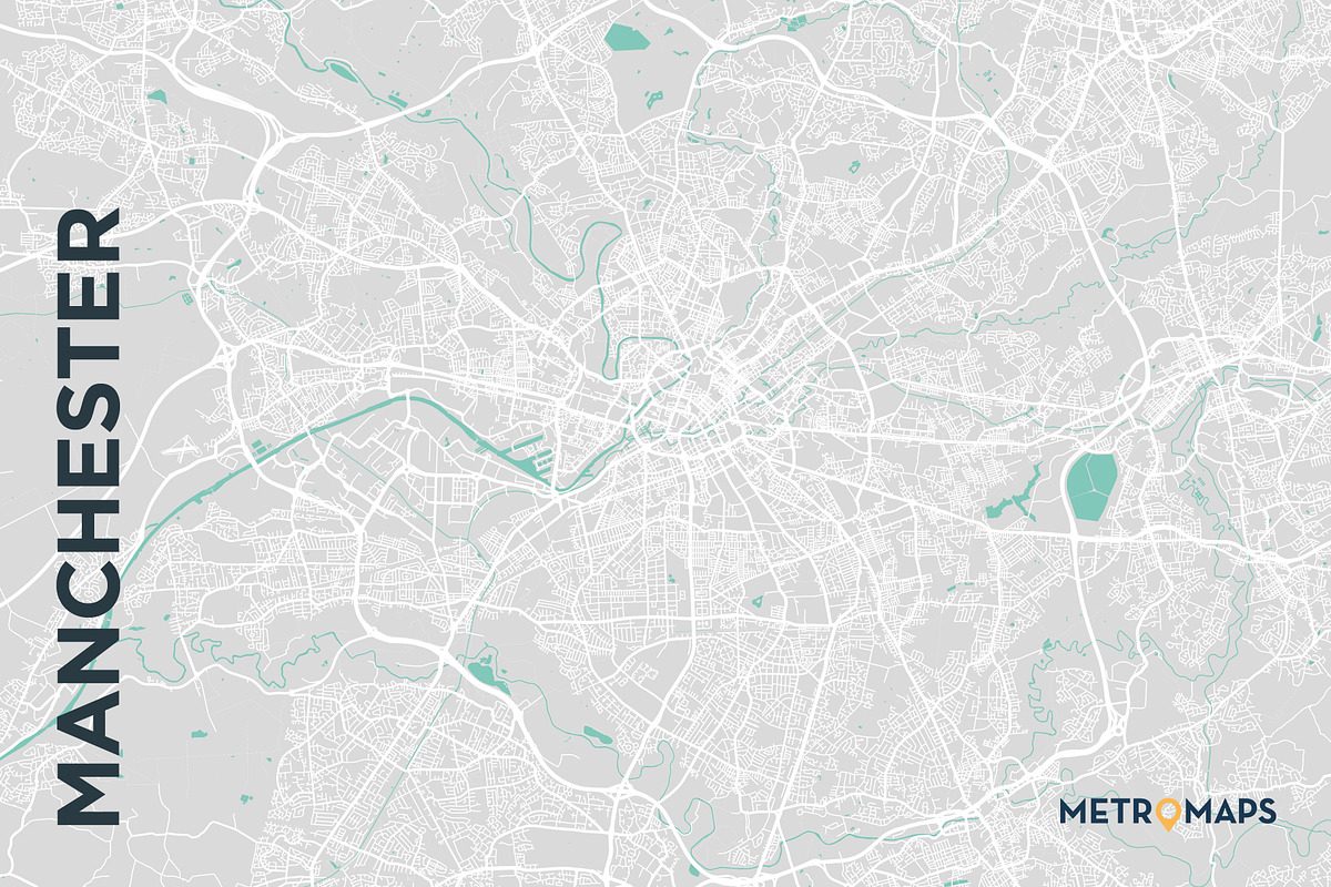 MAP SET - Pale / Turquoise - 15 Maps, a Graphic by MetroMaps (Photo 9 of 16)