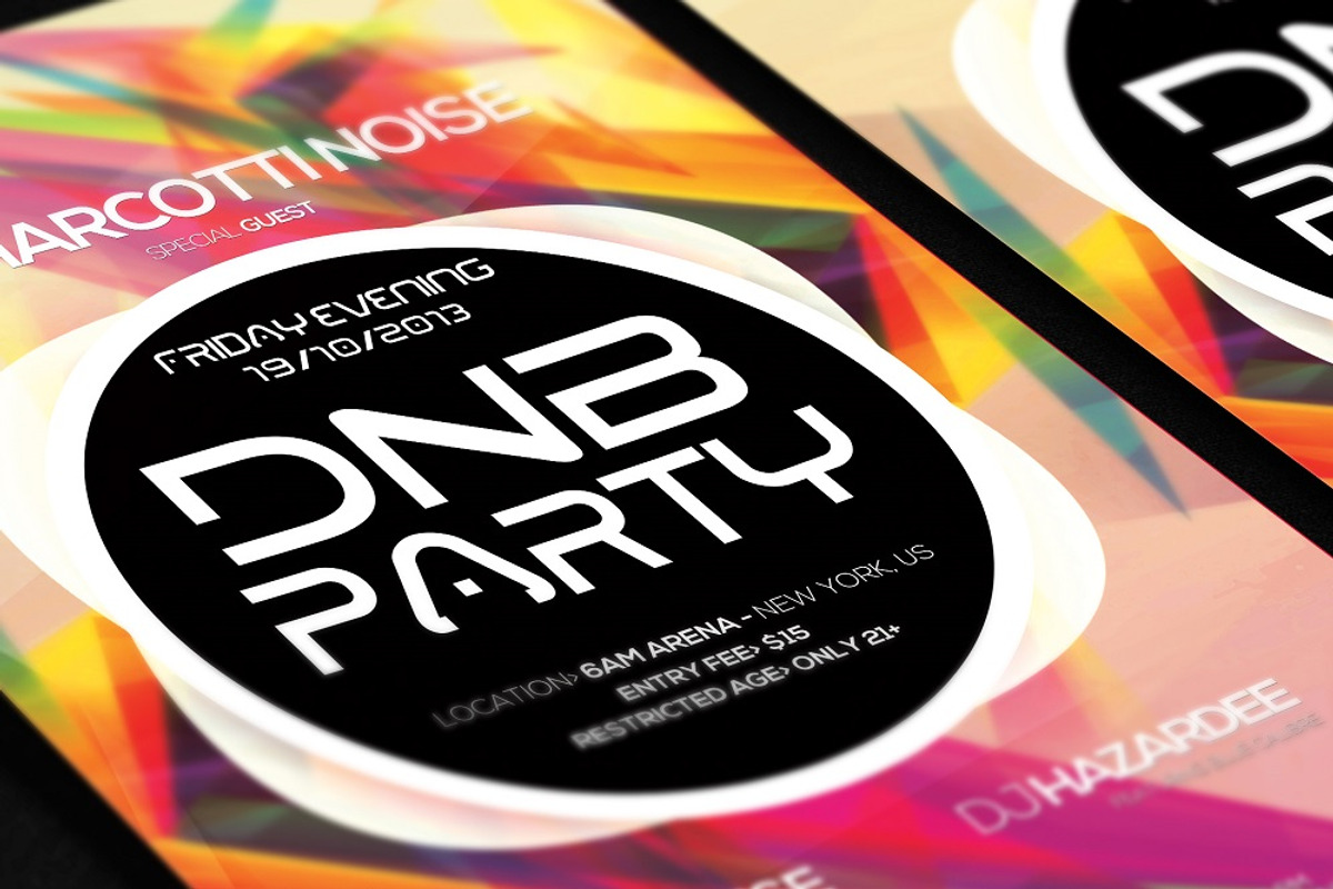 DnB Party Club Colorful Poster/Flyer, a Flyer Template by Dragoș Neagu (Photo 1 of 3)