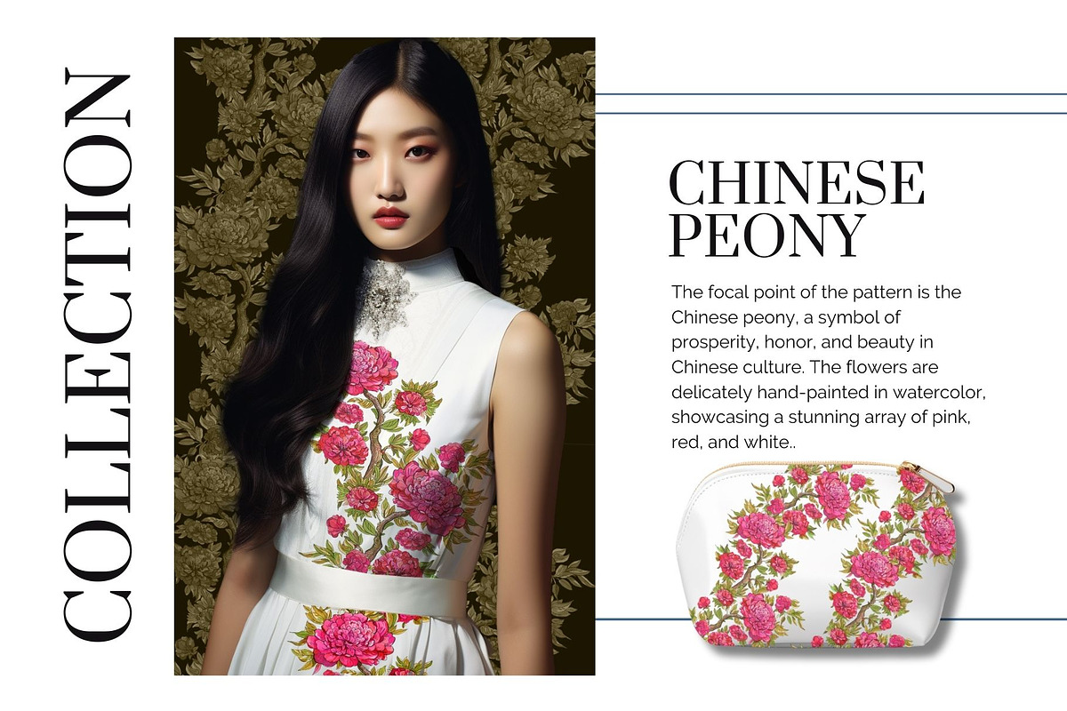 CHINESE PEONY Pattern, a Pattern Graphic by MitrushovaArt (Photo 5 of 10)