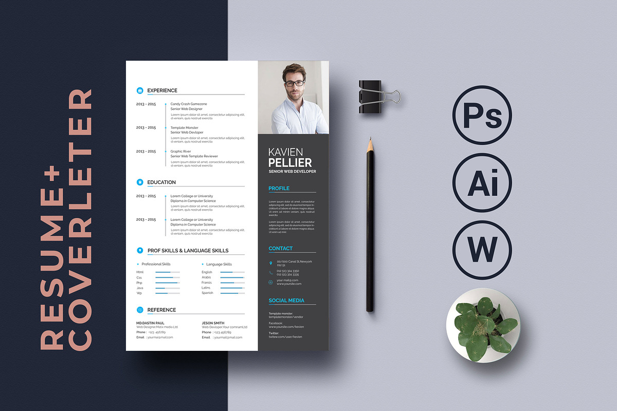 Modern Resume CV Template Design, a Resume Template by Blackcloud_Creations (Photo 6 of 8)