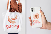 Peach set vector flat style, a Food Illustration by Whimsy Brush Studio (Thumbnail 5 of 9)
