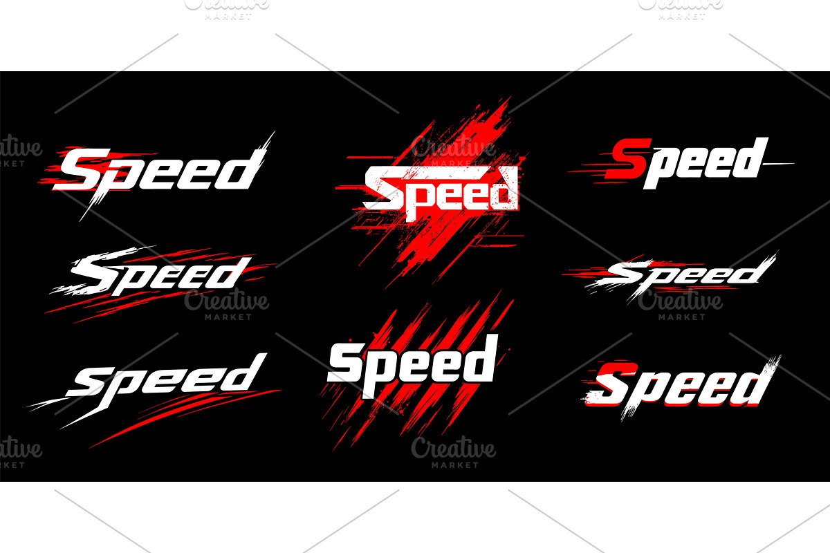 red white logos speed. text dynamic, an Illustration by Stock-Smart-Start