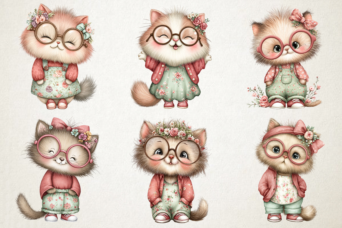 Quirky Cat Mom Retro Glasses PNG, an Animal Illustration by RobertsArt (Photo 2 of 5)