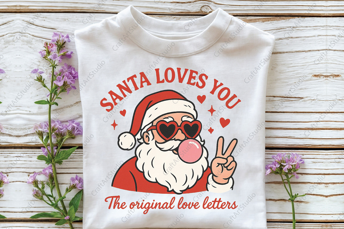 Christmas Santa Loves You PNG, an Illustration by CraftArtStudio (Photo 2 of 4)