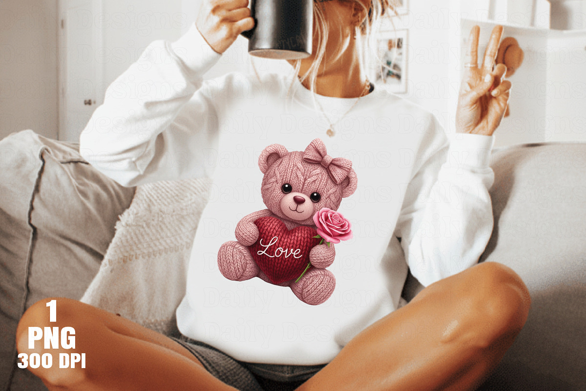 Faux Yarn Valentine Teddy Bear Png, an Illustration by Daily.Designs (Photo 3 of 5)