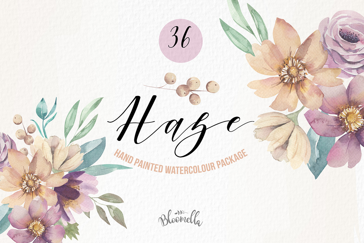 Purple Cream Floral Watercolor, an Illustration by Bloomella (Photo 1 of 5)