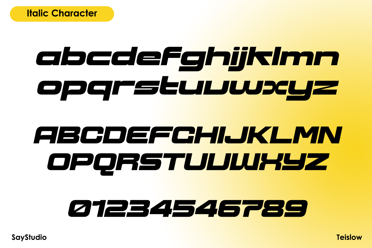 Teislow – Futuristic Typeface, a Sans Serif Font by Say Studio (Photo 8 of 12)