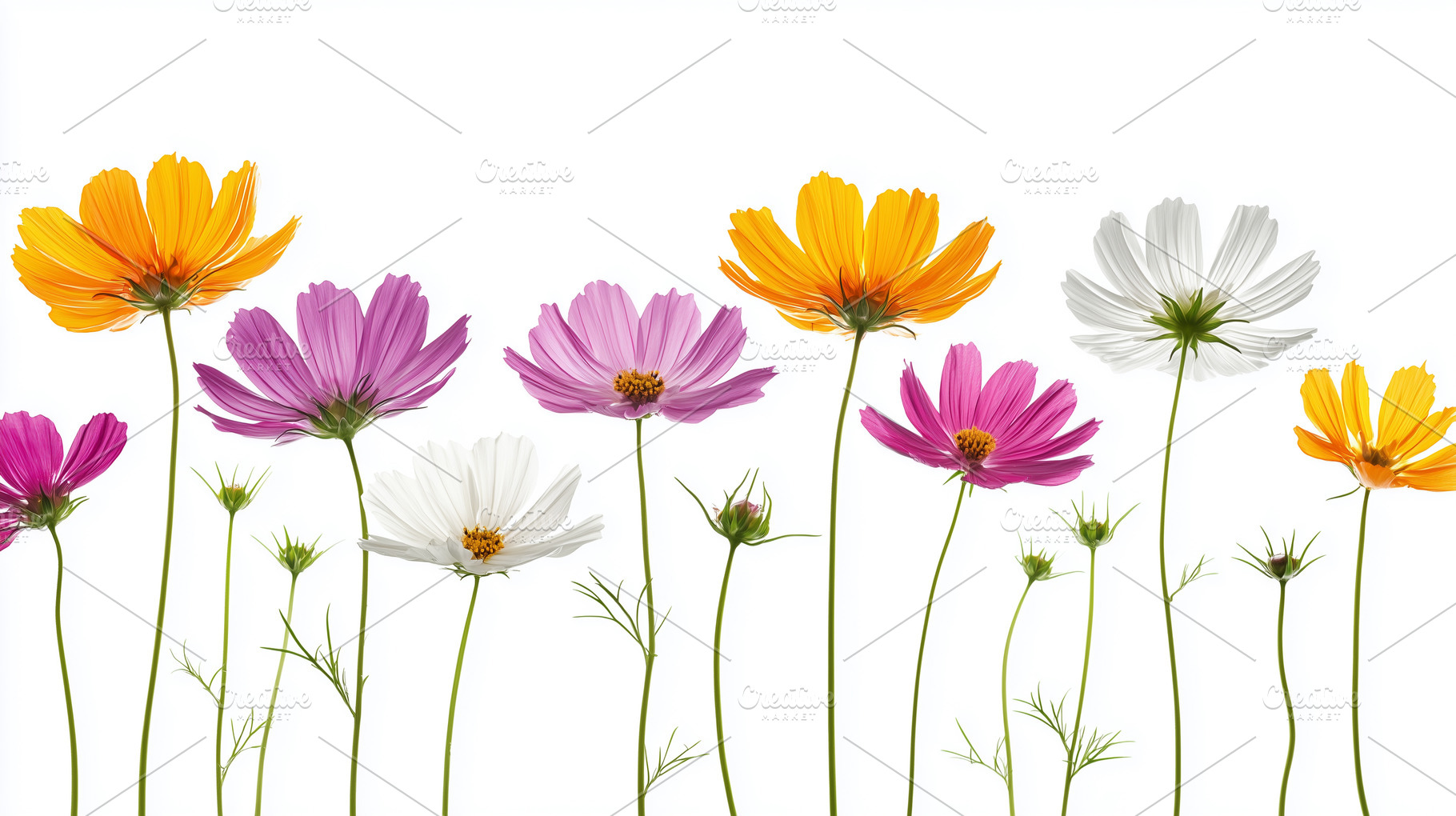 Colorful spring cosmos flowers, a Nature Photo by MistyDay