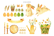 Easter Bunny, Rustic watercolor set, an Animal Illustration by Valin Malin (Thumbnail 2 of 9)