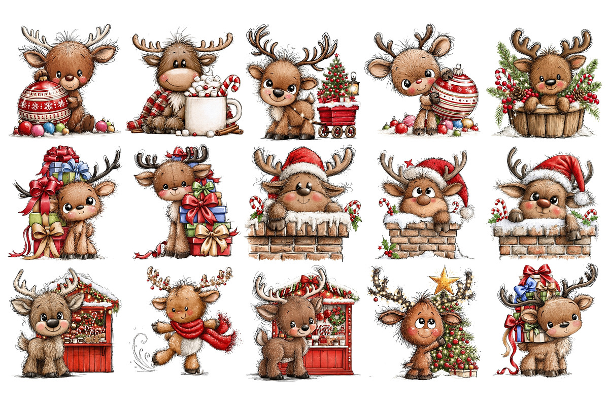 Whimsical Christmas Reindeer PNG, a Seasonal Illustration by Nicolle's Colorful Art (Photo 5 of 6)