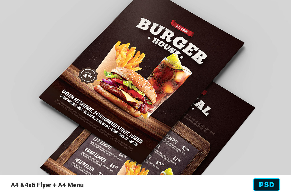 Burger Flyer + Menu, a Flyer Template by Bornx Design (Photo 2 of 2)