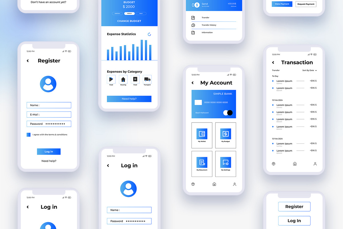 Banking App Interface UI Kit, an UI Kit Template by CreativeShaper (Photo 3 of 3)