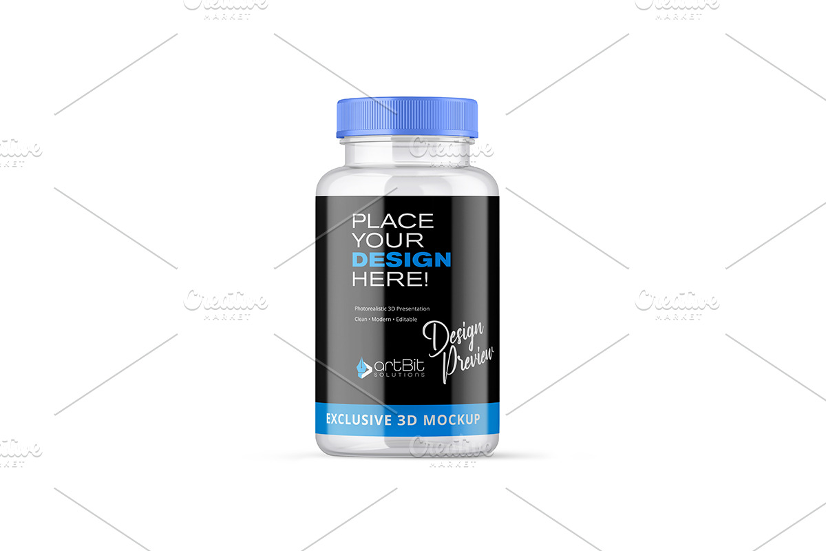 Plastic Jar with Screw Cap Mockup, a Packaging Mockup by artBit Design Studio (Photo 2 of 2)