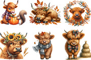 Autumn Fall Highland Cow Clipart, an Illustration by Designking (Thumbnail 2 of 4)