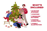Merry Christmas clipart + patterns, a Seasonal Illustration by UnaAnya (Thumbnail 3 of 8)