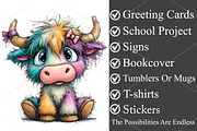 Whimsical Highland Cow Clipart PNG, a Seasonal Illustration by Canvas Craft (Thumbnail 3 of 6)