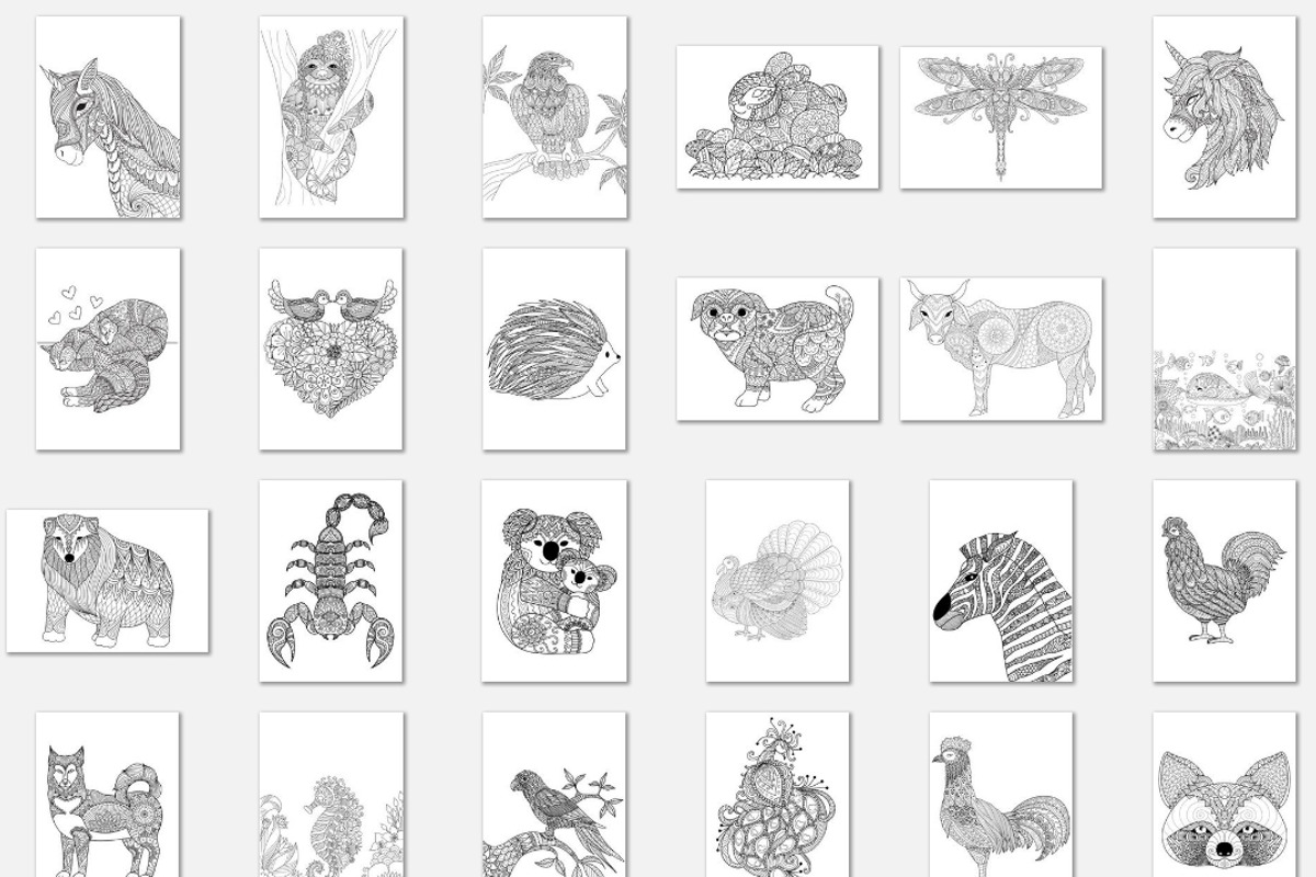 150 Animals Mandala Coloring Vector, an Animal Illustration by Blue Digital Studio (Photo 6 of 9)