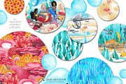 Ocean Paradise - watercolor mermaids, an Animal Illustration by Ekaterina Glazkova (Thumbnail 9 of 14)