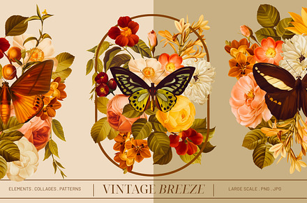Vintage Breeze Floral Collage Art