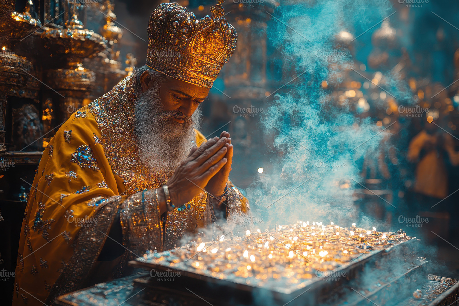 Ceremonial ritual takes place in an, a Photo by Tanuart