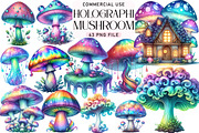Mushroom Holographic Clipart, an Icon by Daily.Designs (Thumbnail 1 of 6)