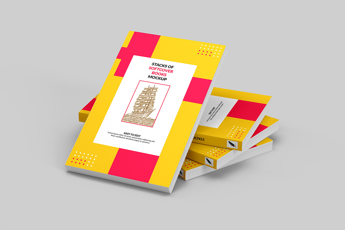 Stacks of Softcover Books Mockup, a Books & Magazine Mockup by Illusiongraphic (Photo 4 of 19)