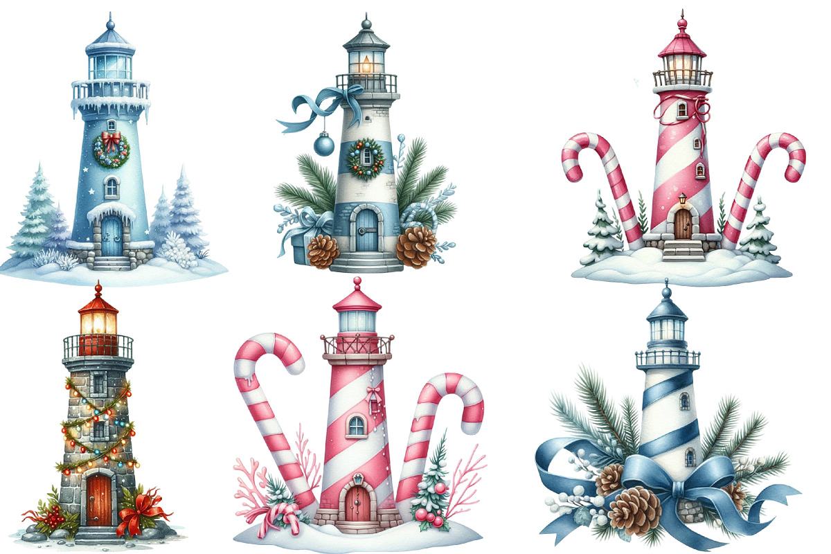 Christmas Lighthouse clipart, an Illustration by Designworld (Photo 4 of 6)