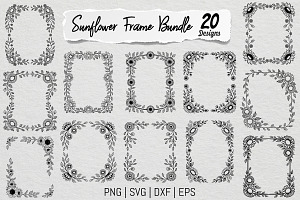 Sunflower Square Frame Bundle, an Illustration by Actual Pixel