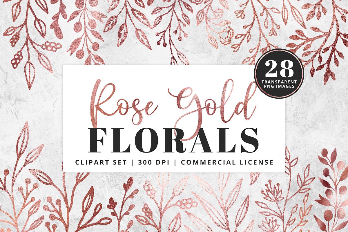 Silver Foil Floral Clipart Set, an Illustration by Brandi Lea Designs (Photo 1 of 6)