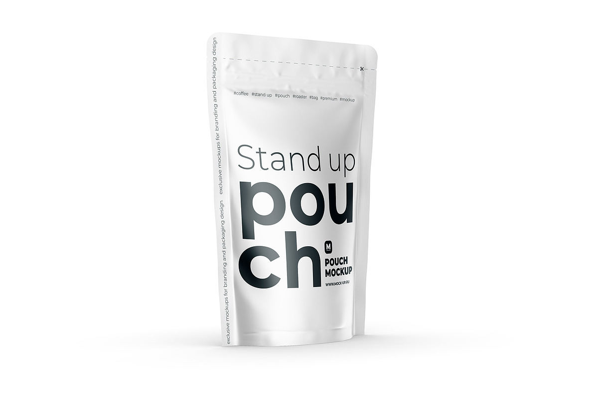 Stand Up Pouch Mockup Half Side view, a Cups & Container Mockup by easymock (Photo 10 of 12)