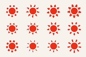 Set of sun icons, symbols, logos, an Emoji Icon by ExpressShop