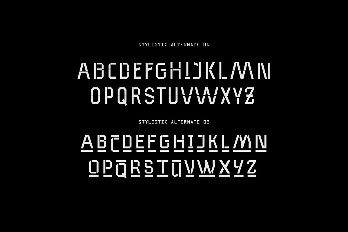 Tronx - Modern Futuristic Stencil, a Sans Serif Font by Imoodev (Photo 9 of 10)