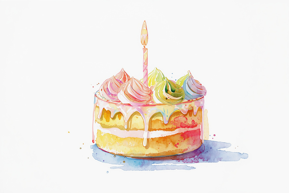watercolor birthday watercolor birth, an Illustration by Creativeshirt (Photo 8 of 16)