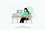 Woman Working on Laptop Illustration, a Work Illustration by Partikusi Design (Thumbnail 2 of 3)