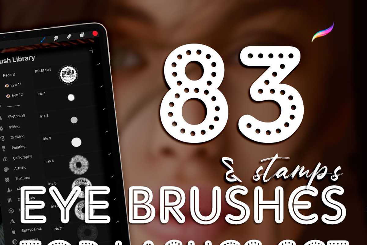 eye stamps procreate eye brushes, a Brush Add-On by SannaIllustrations (Photo 4 of 10)