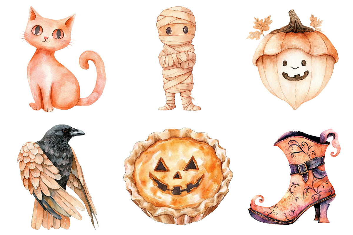 Peach Colored Halloween Clipart, a Seasonal Illustration by CitraGraphics (Photo 5 of 9)