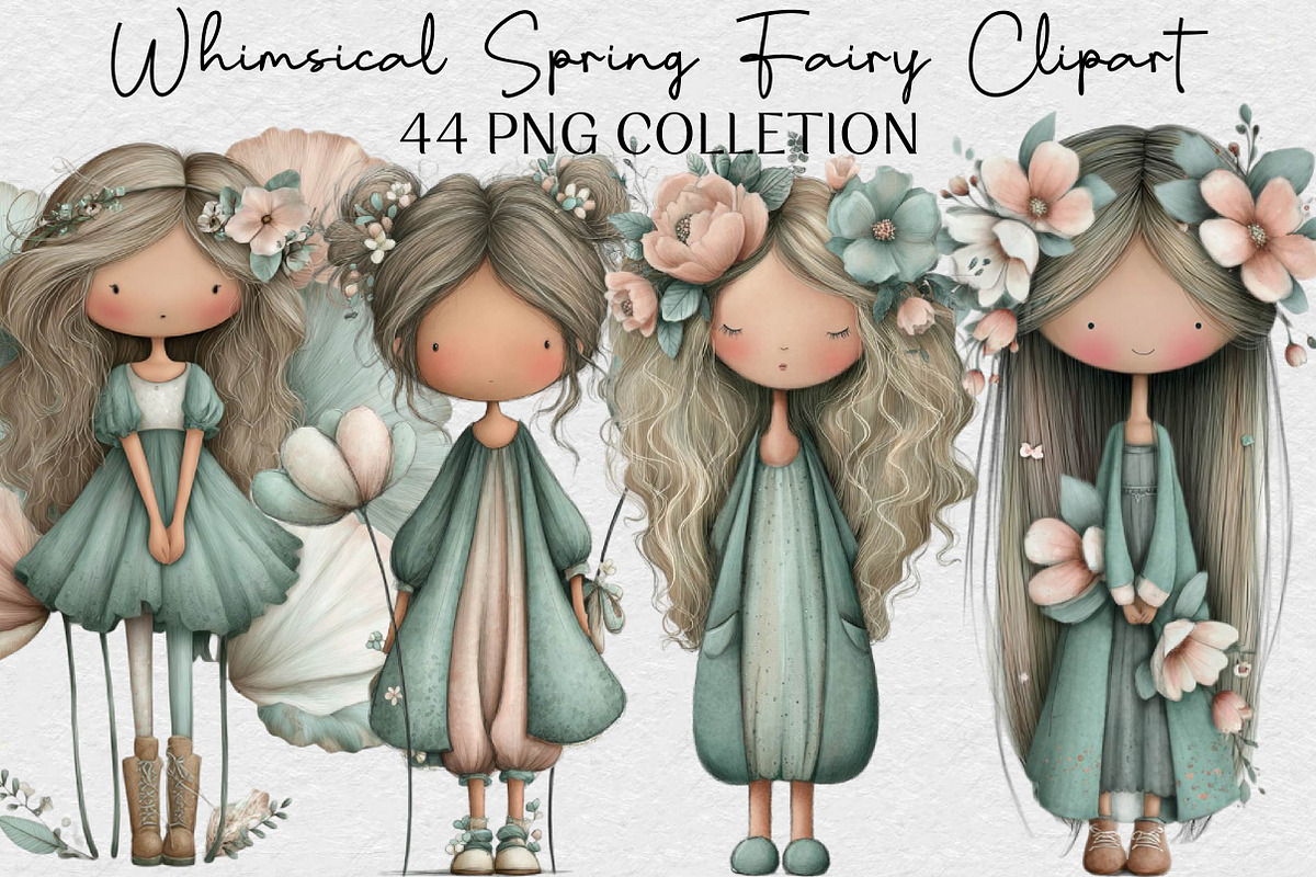 Whimsical Spring Fairy Clipart, an Illustration by DreamCafeArt (Photo 1 of 6)