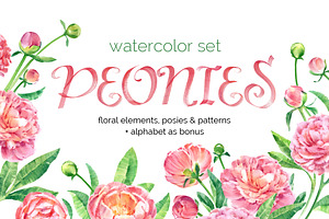 Watercolor peonies