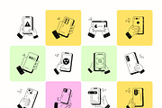 Holding Mobile Doodle Icons, a Solid Icon by Prosymbols (Thumbnail 9 of 10)