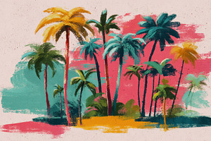 Vibrant palms in paradise, a Photo by Beautiful things