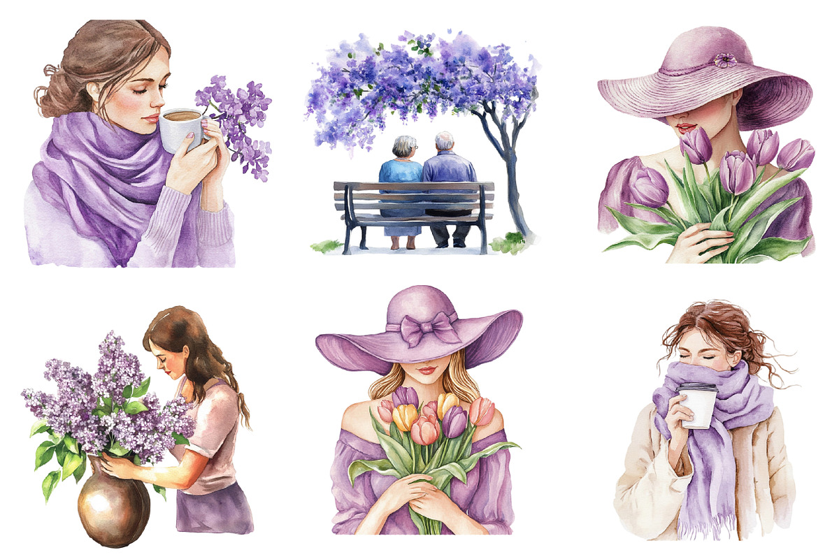 Watercolor Lilac Spring Family PNG, an Illustration by SinaCreation (Photo 3 of 5)