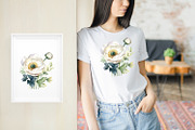 White flower. Watercolor clipart col, a Decorative Illustration by ElenazlataArt (Thumbnail 5 of 9)