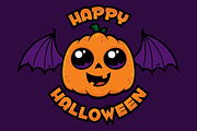 Happy Halloween Pumpkin with Wings, a Seasonal Illustration by Schwegel Illustration (Thumbnail 1 of 2)