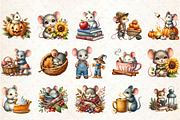 Watercolor Autumn Mouse Clipart, an Illustration by Rose Art (Thumbnail 2 of 7)