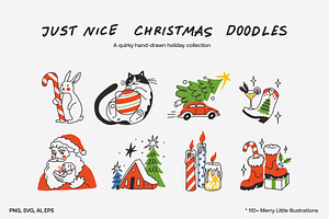 Just Nice Christmas Doodles, a Seasonal Illustration by Olly Kava
