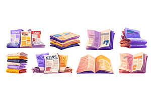 newspapers set cartoon. newspaper, an Education Illustration by Stock-Smart-Start