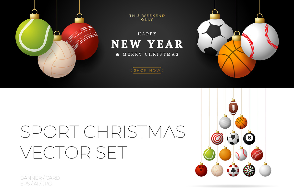 Sport Christmas Vector Set, a Decorative Illustration by Lunarts Studio (Photo 1 of 7)